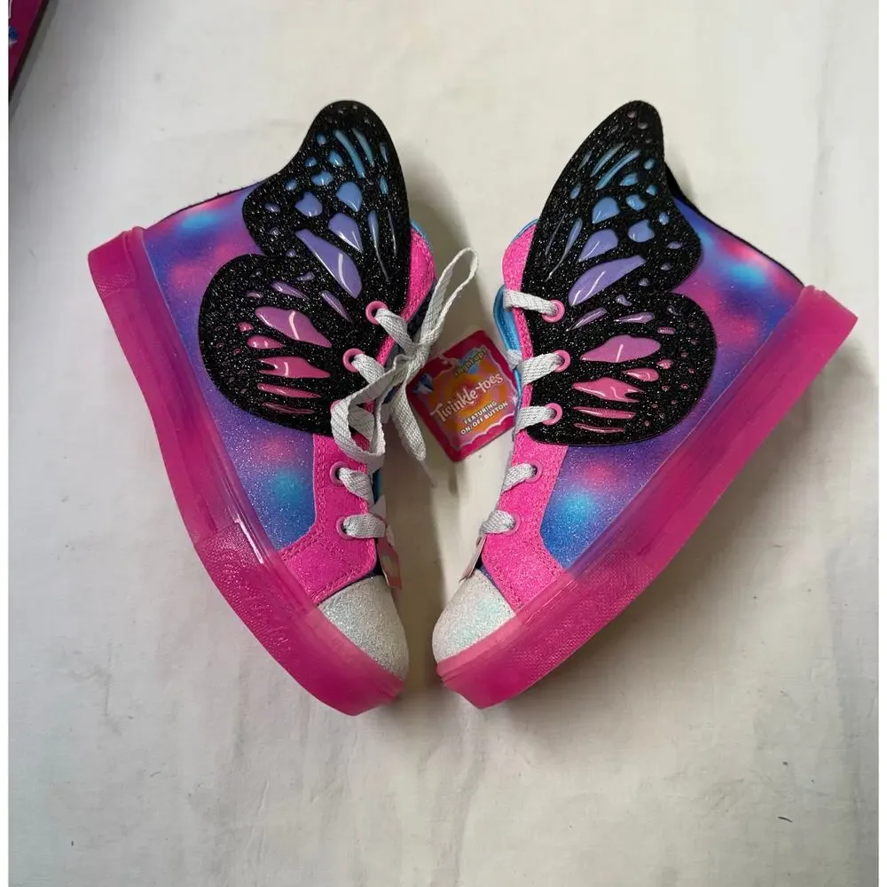 Skechers  Girls Light-Up Shoes Size 3 Pink Multicolor Glitter High Top NWT